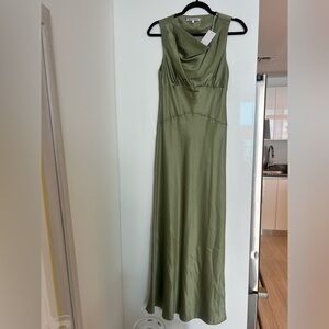 Reformation Dessa Cowl Neck Sleeveless Satin Gown